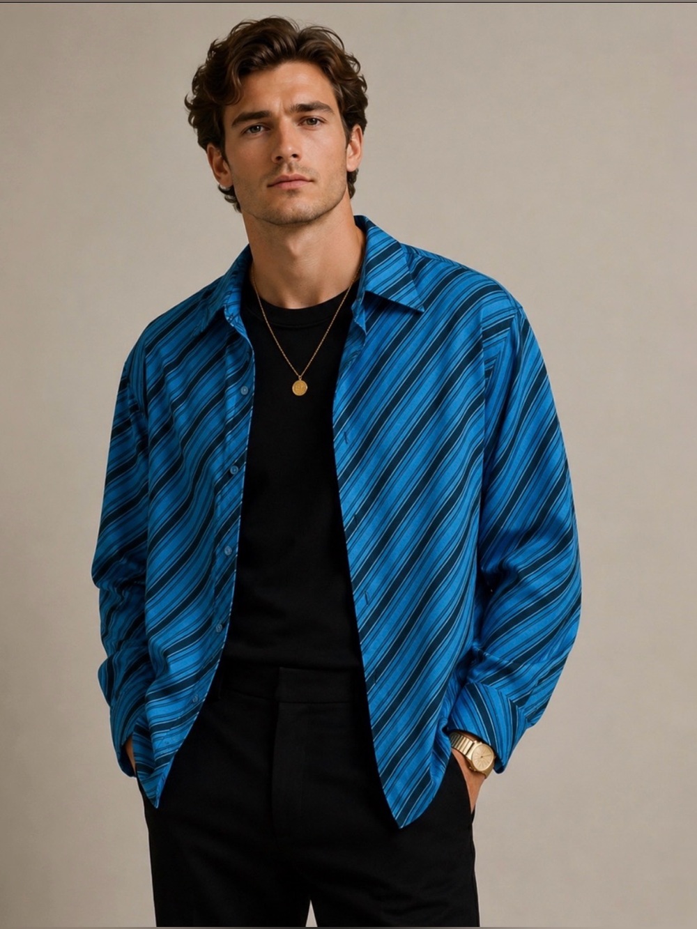 Vintage Emanuel Ungaro Men's European Button up Long Sleeve Shirt New No Tags XL